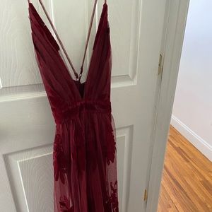 Windsor dark red velvet floral dress